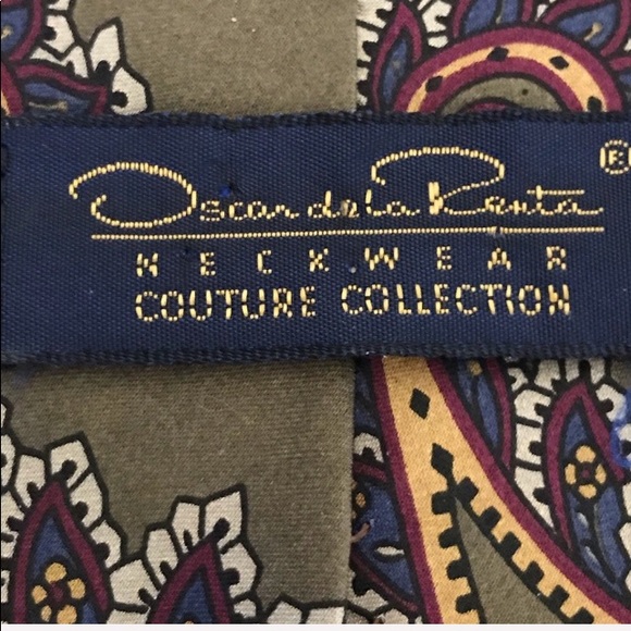 Oscar De La Renta Couture Camel Brown Paisley Tie - Picture 4 of 6